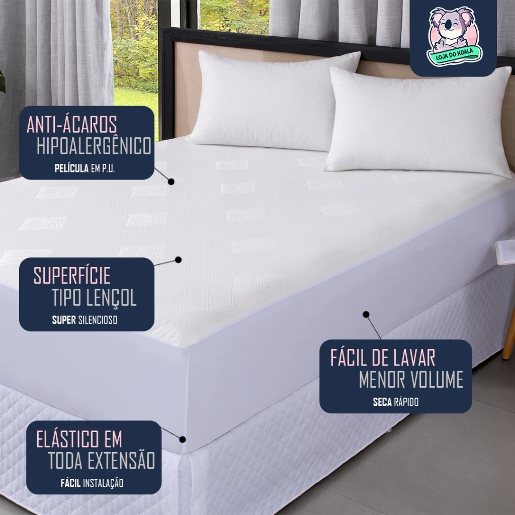 Protetor Impermeável para Colchão SUPER SILENCIOSO 100% Impermeável Tecido Jacquard Premium Tamanhos - Imagem 5