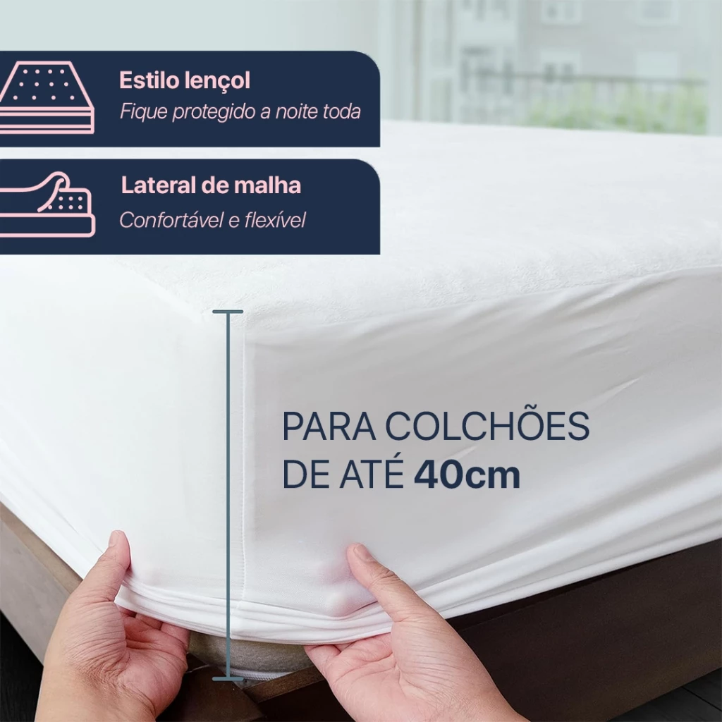 Protetor Impermeável para Colchão SUPER SILENCIOSO 100% Impermeável Tecido Jacquard Premium Tamanhos - Imagem 4