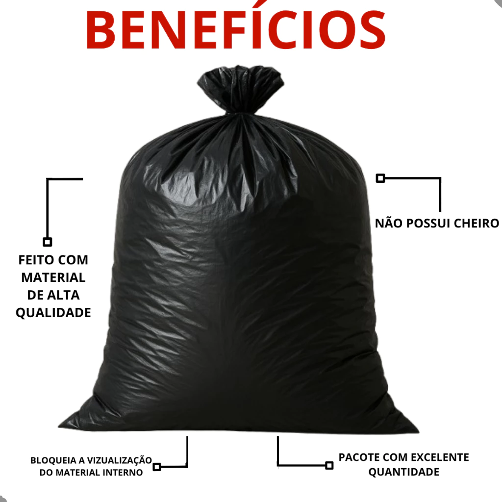 Saco Lixo Preto Resistente 100 Litros / 60L / 40L / 20L - Escolha o TAMANHO - Imagem 3