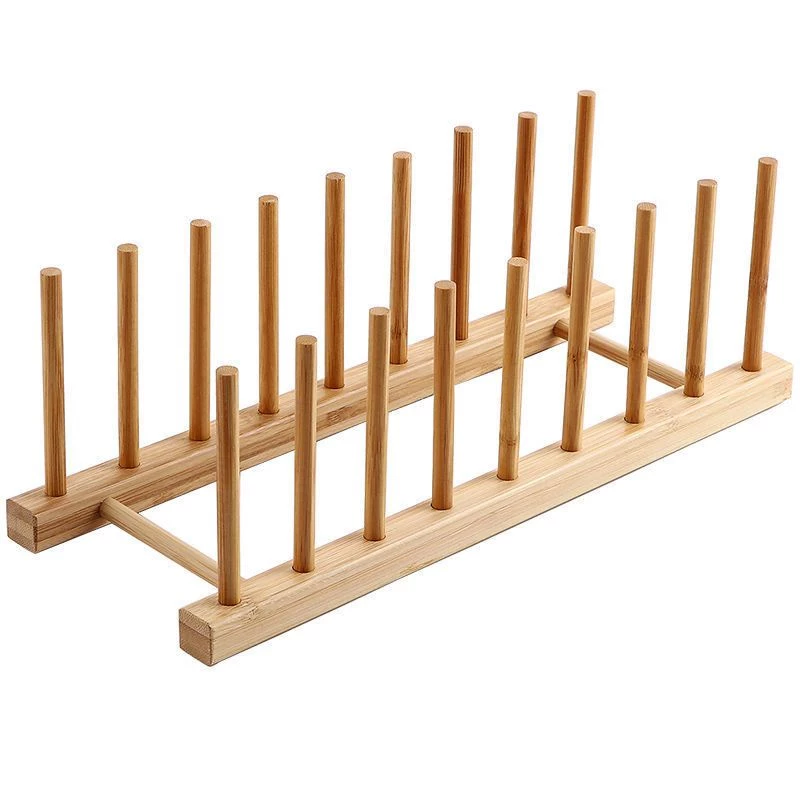 Promoção: Suporte Escorredor Porta Pratos De Bancada De Bambu 4 Divisorias 21cm x 13cm - Imagem 2