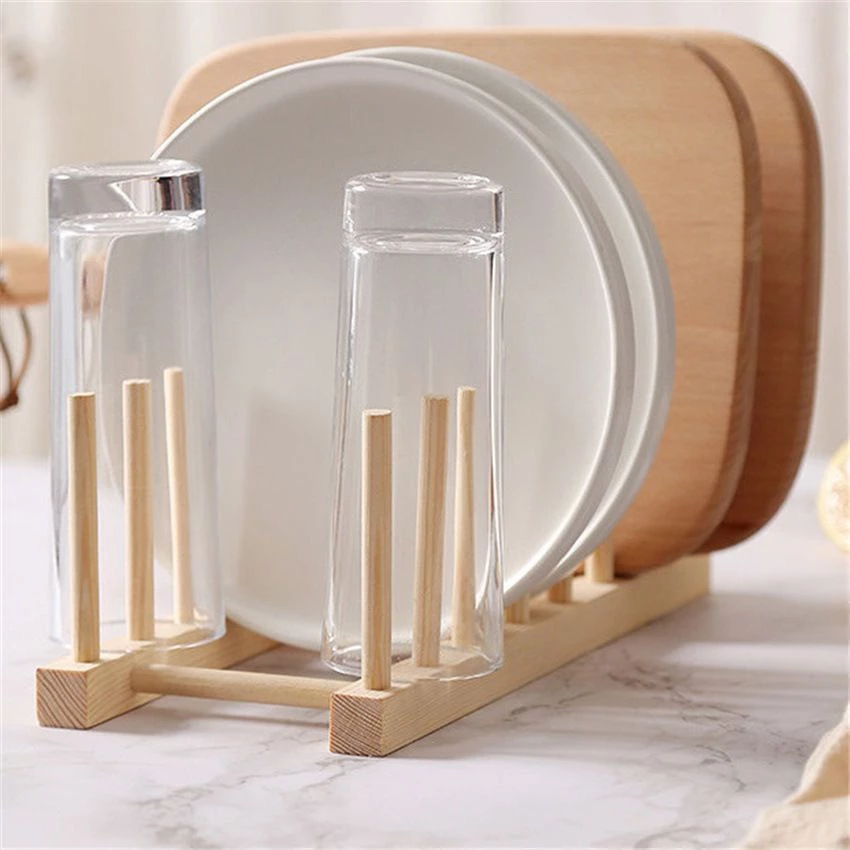 Promoção: Suporte Escorredor Porta Pratos De Bancada De Bambu 4 Divisorias 21cm x 13cm - Imagem 4