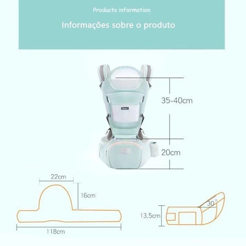 Banco De Cintura Para Bebê Canguru Bebe Passeio Varias Cores Mochila Infantil Hipseat Carrier - Imagem 3
