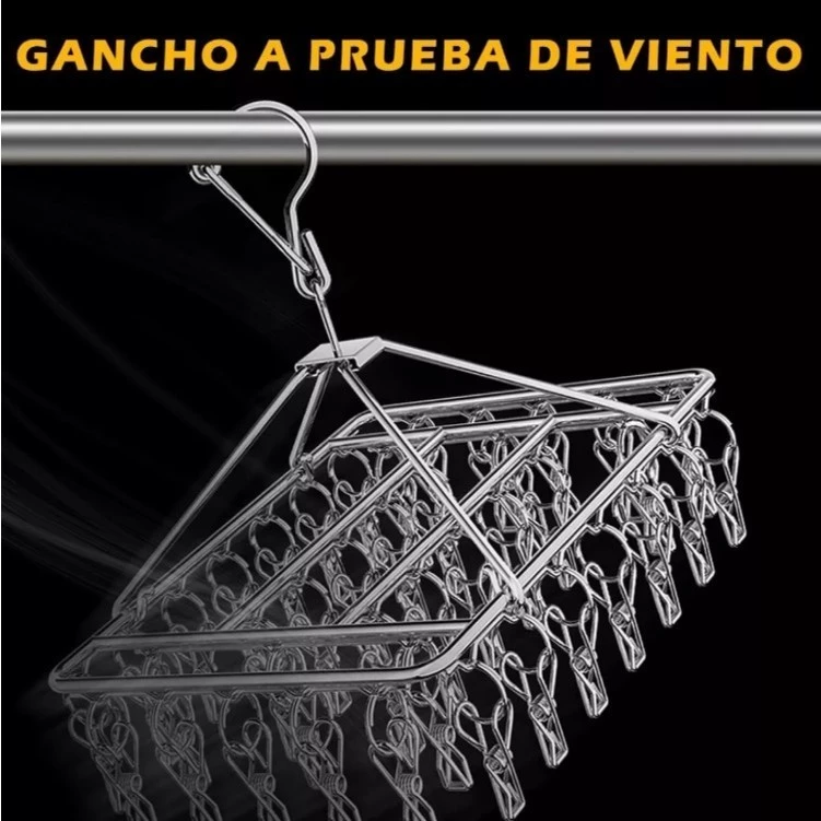 Varal 40 Prendedores Roupa Bebe Calcinha Cueca Dobrável Inox - Imagem 3