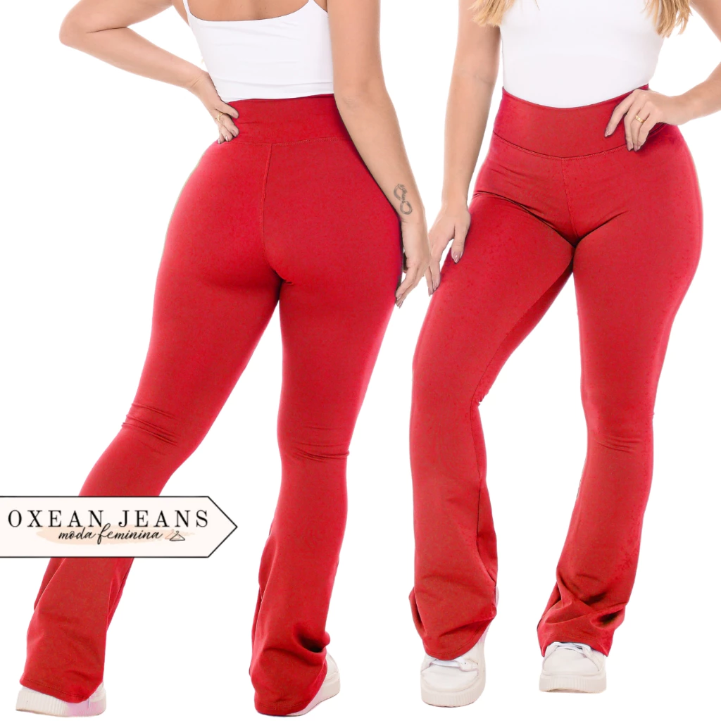 Calça Legging Flare Flanelada Leg Boca De Sino Bailarina Grossa Zero Transparência - Imagem 4