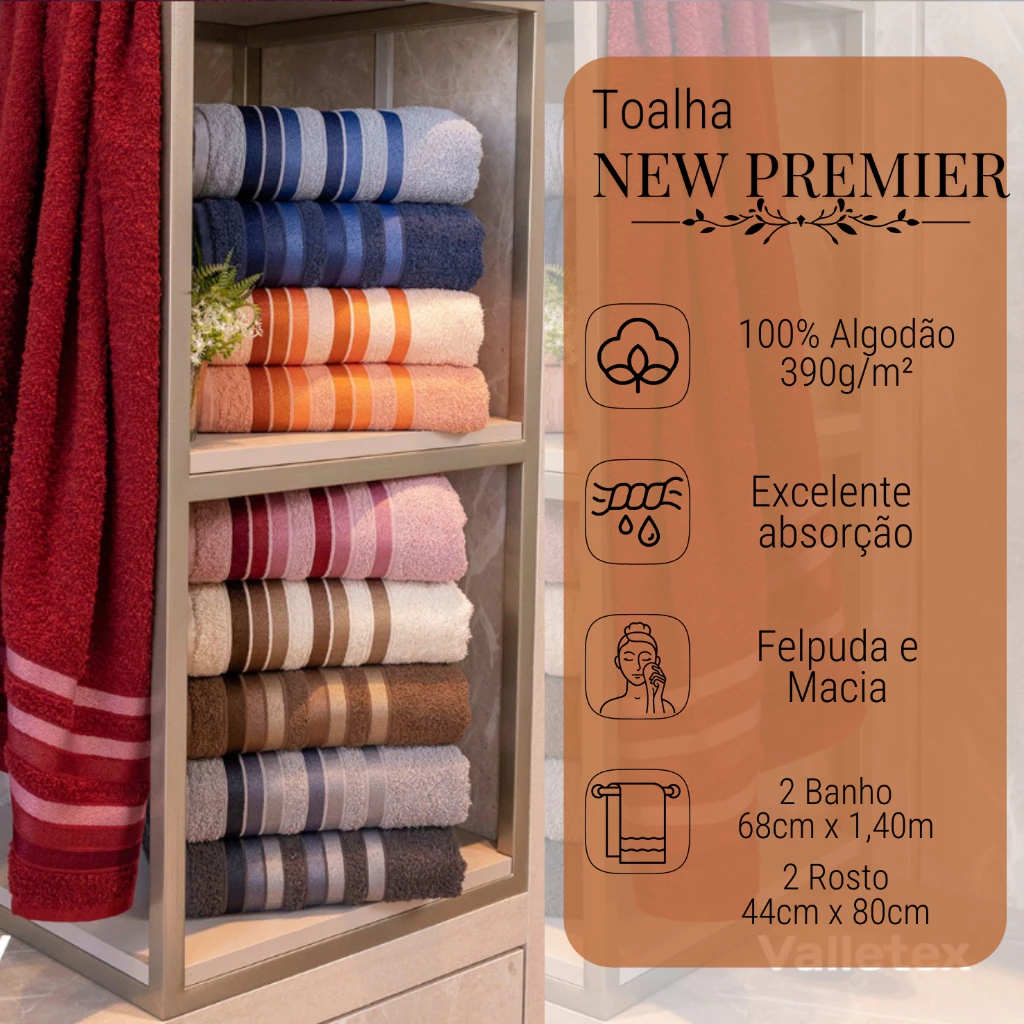 Jogo Toalha de Banho 4 Peças 100% Algodão Grossa Felpuda Super Macia Excelente Absorção New Premier Habitat - Imagem 4