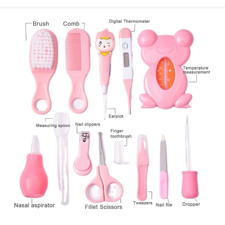 Kit 13 Higiene Cuidado Bebê Recém Nascido Essencial 13 Peças Cuidados Com O Bebê Recém Cortador Escova Cabelo Unha Pente - Imagem 4