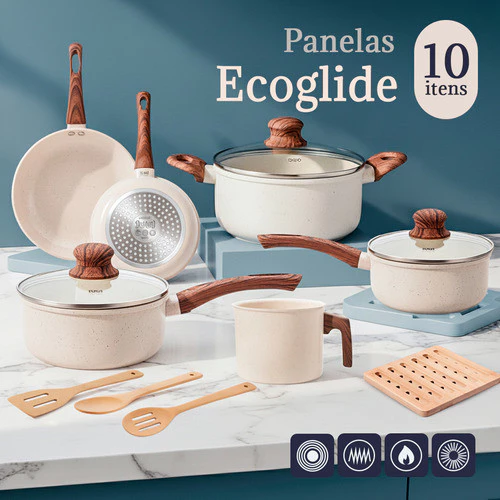 Jogo De Panelas Induçao Antiaderente Cerâmica 10 Peças Ppg Pfoa Free Vanila Premium - Imagem 2