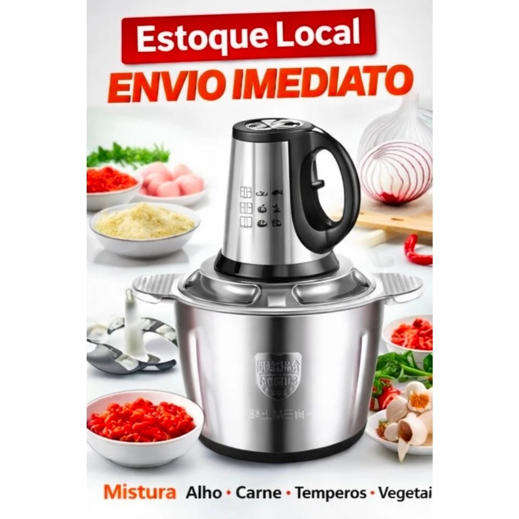 Picador De Alimentos Moedor De Carne Mixer Elétrica Processador Cozinha Casa Alho - 110v-220v - Imagem 2